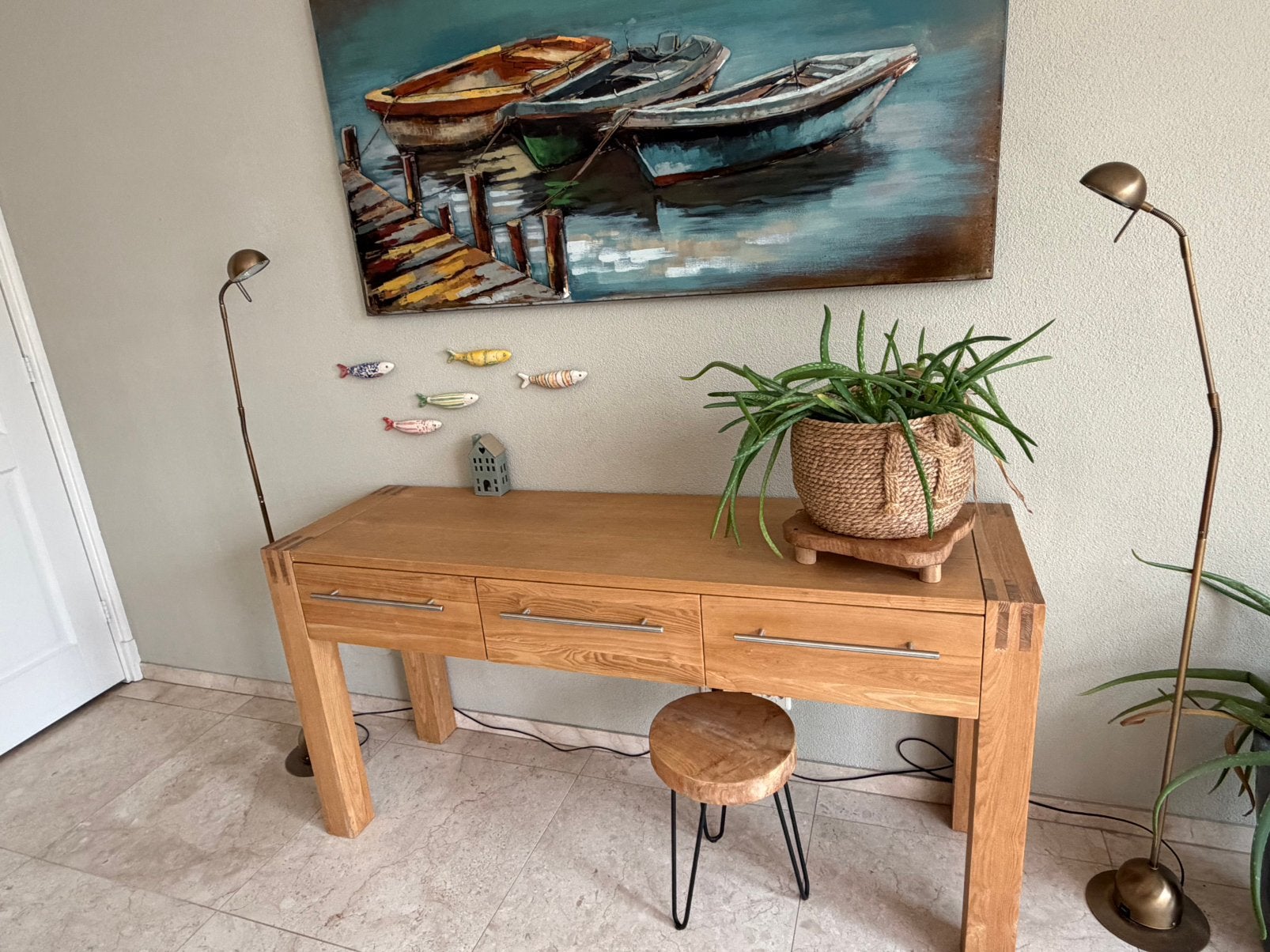Sidetable hout., Ophalen, Gebruikt, 25 tot 50 cm, Rechthoekig