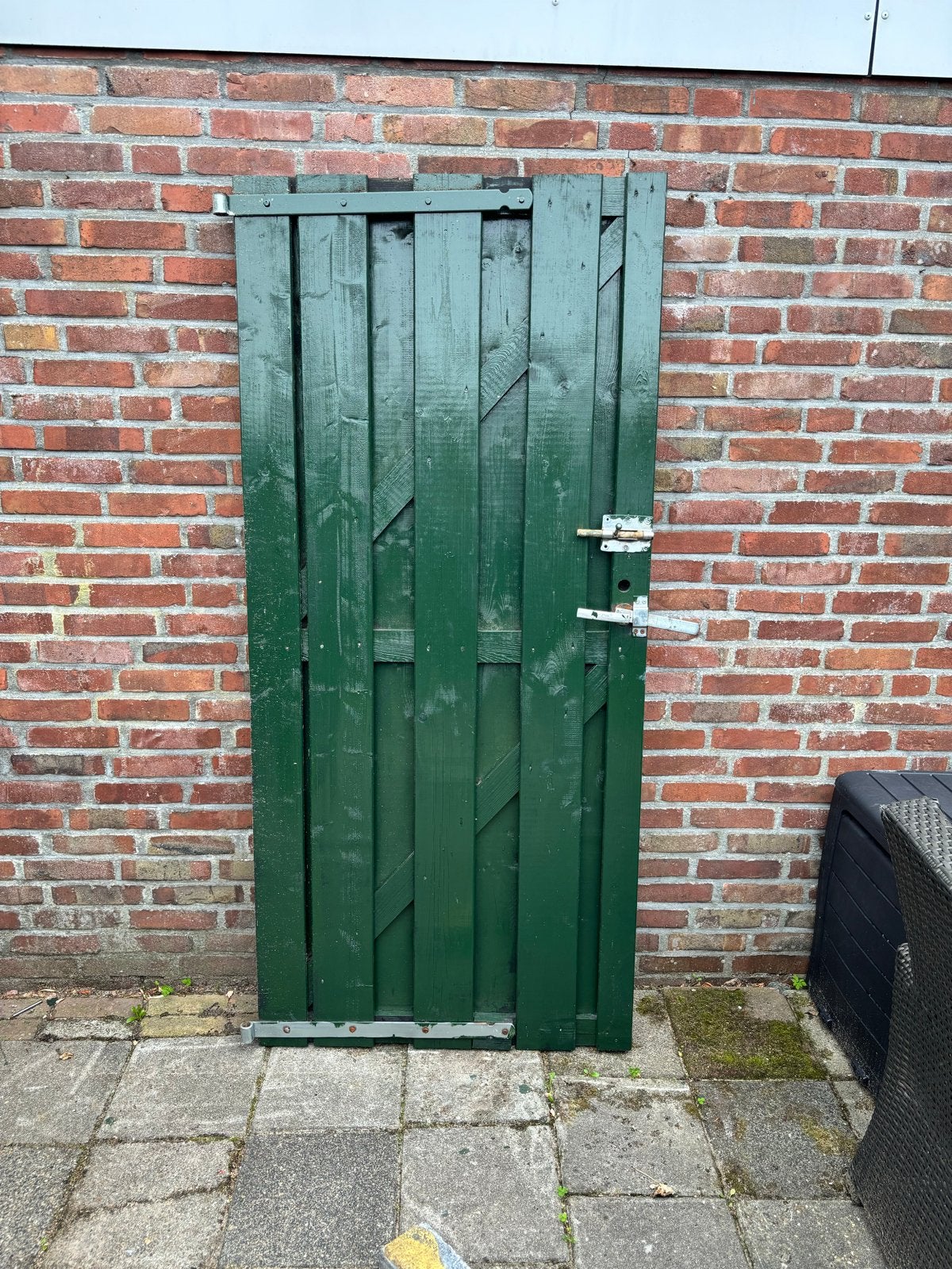 Groen houten tuinpoort - 180x82 cm, Tuin en Terras, Tuinhekken en Hekwerk, Ophalen, Met poort, Gebruikt, Tuinhek