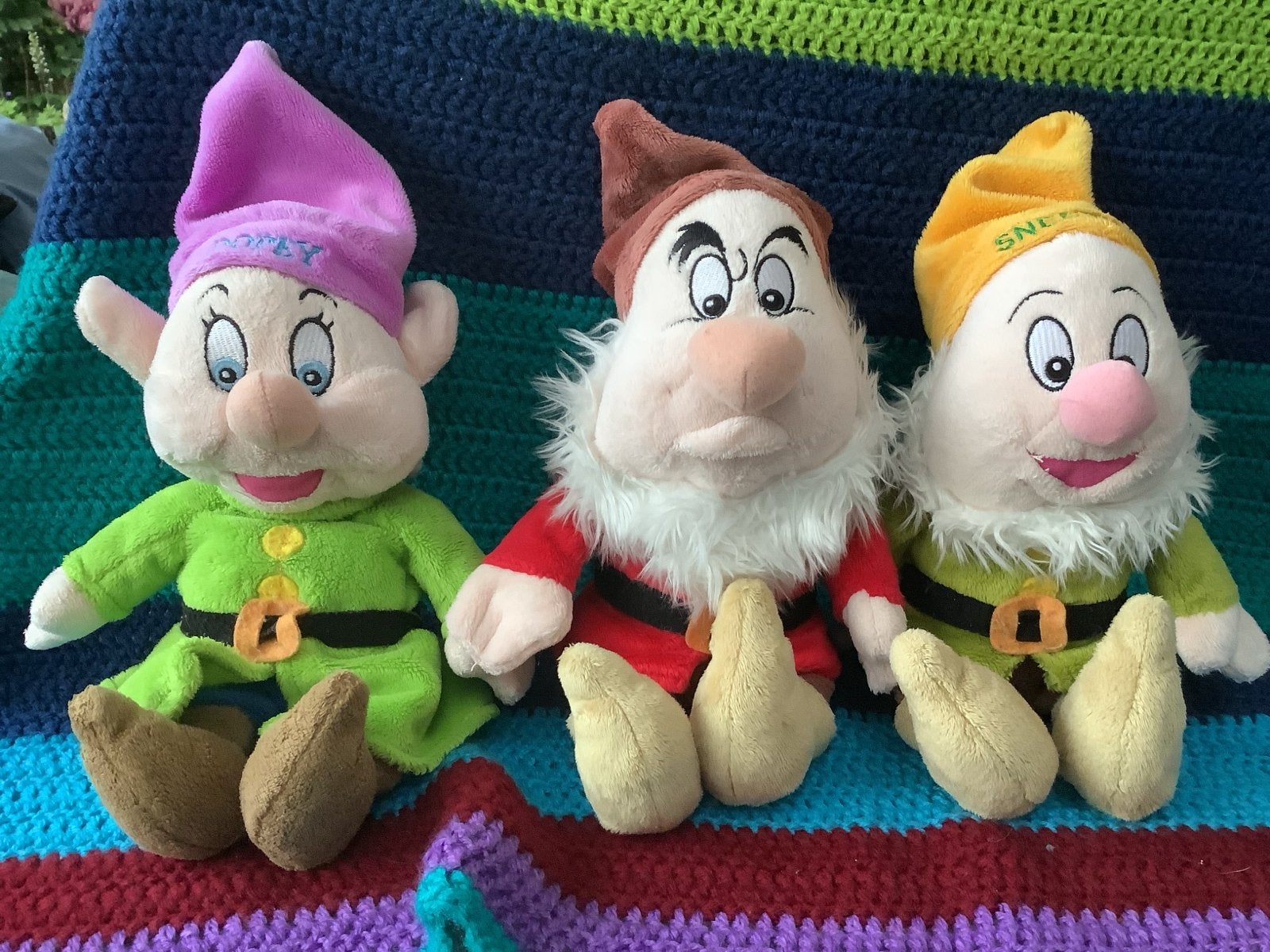 Disney Drie Dwergen Knuffels: Dopey, Grumpy, Sneezy, Verzamelen, Disney, Ophalen of Verzenden, Sneeuwwitje of Doornroosje, Zo goed als nieuw