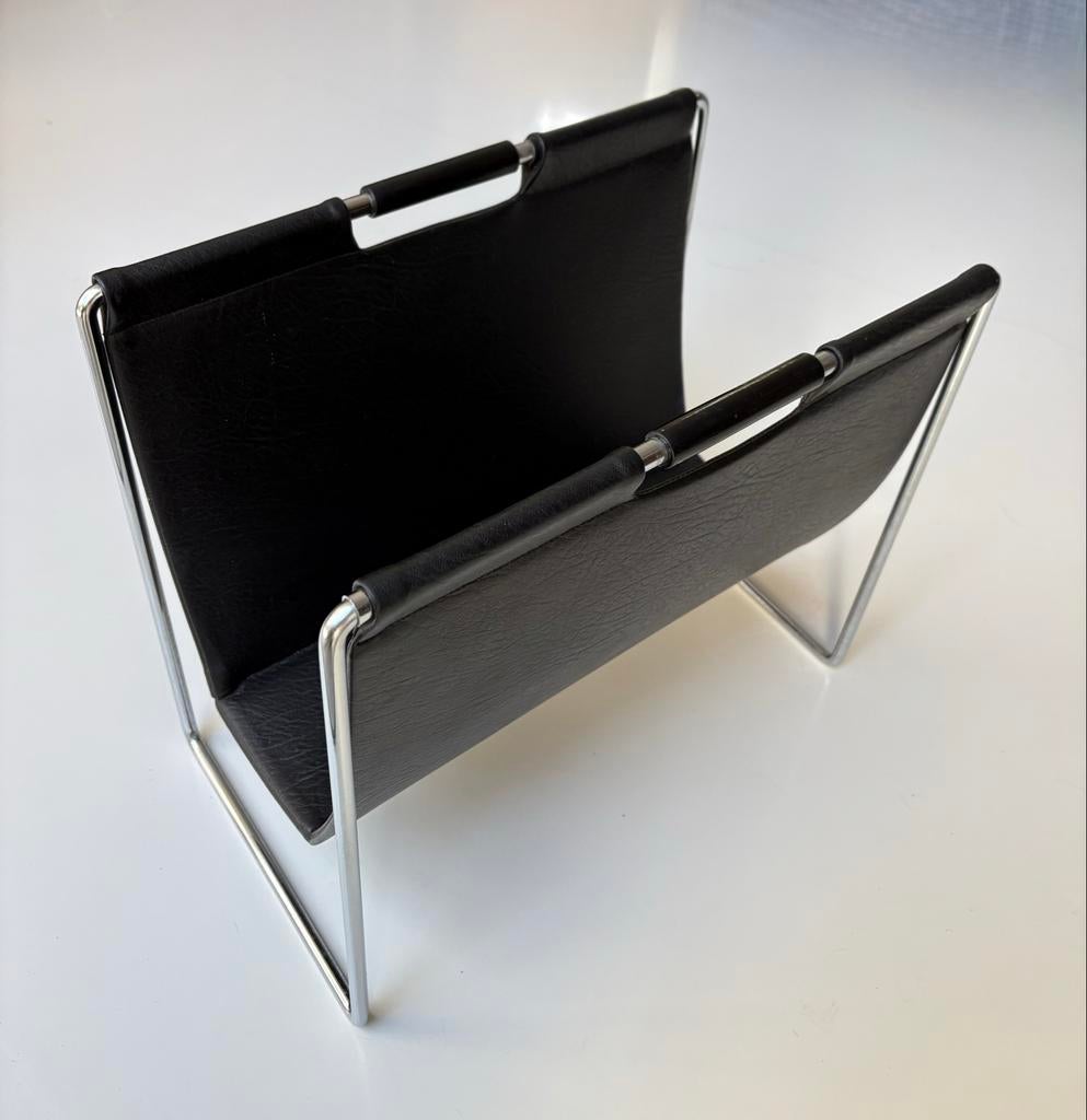 Vintage Brabantia lederen magazinerek - Zwart, Ophalen of Verzenden, Gebruikt