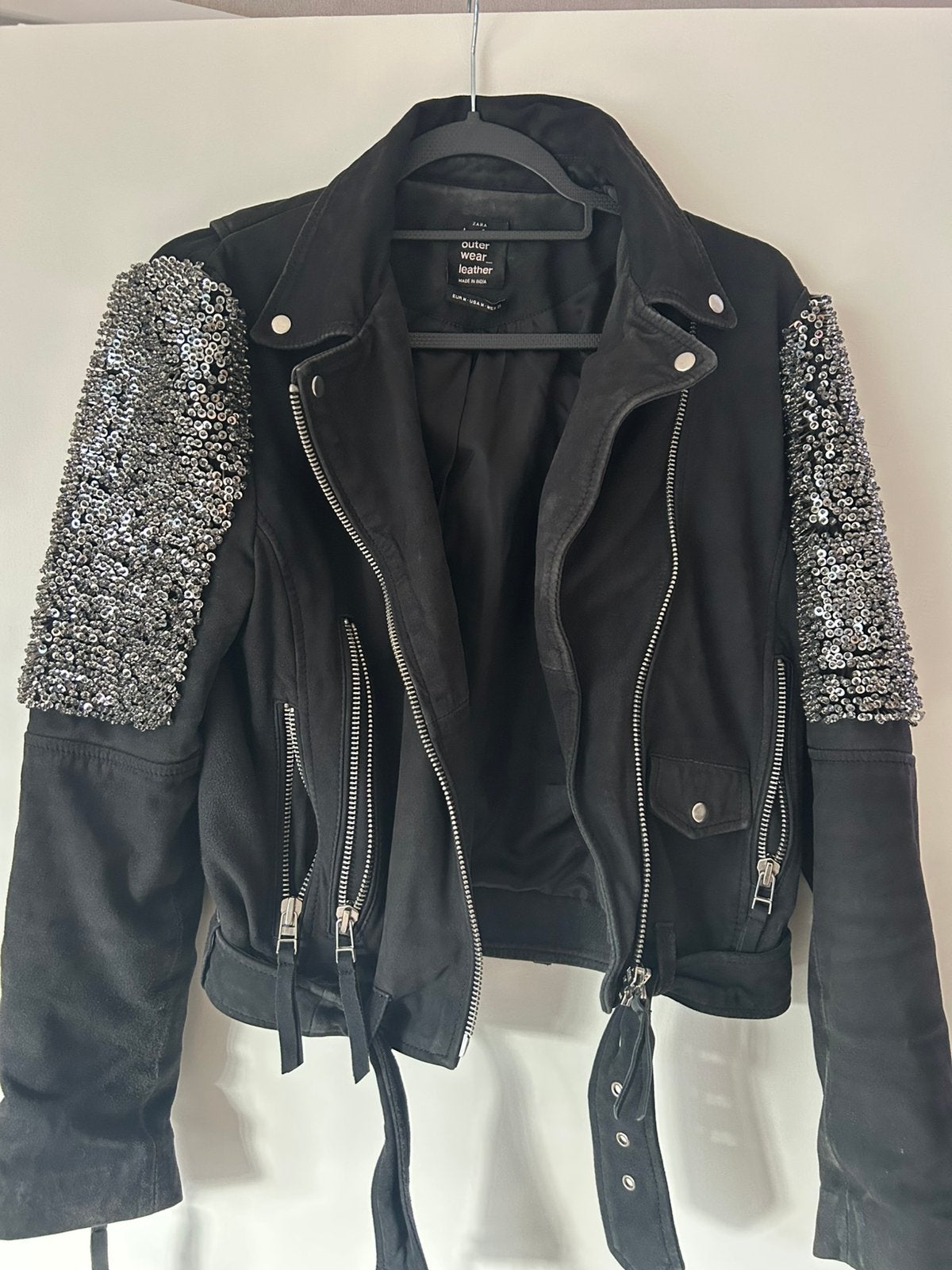 Leren suede zara jas, Ophalen of Verzenden, Zo goed als nieuw, Maat 38/40 (M), Zwart