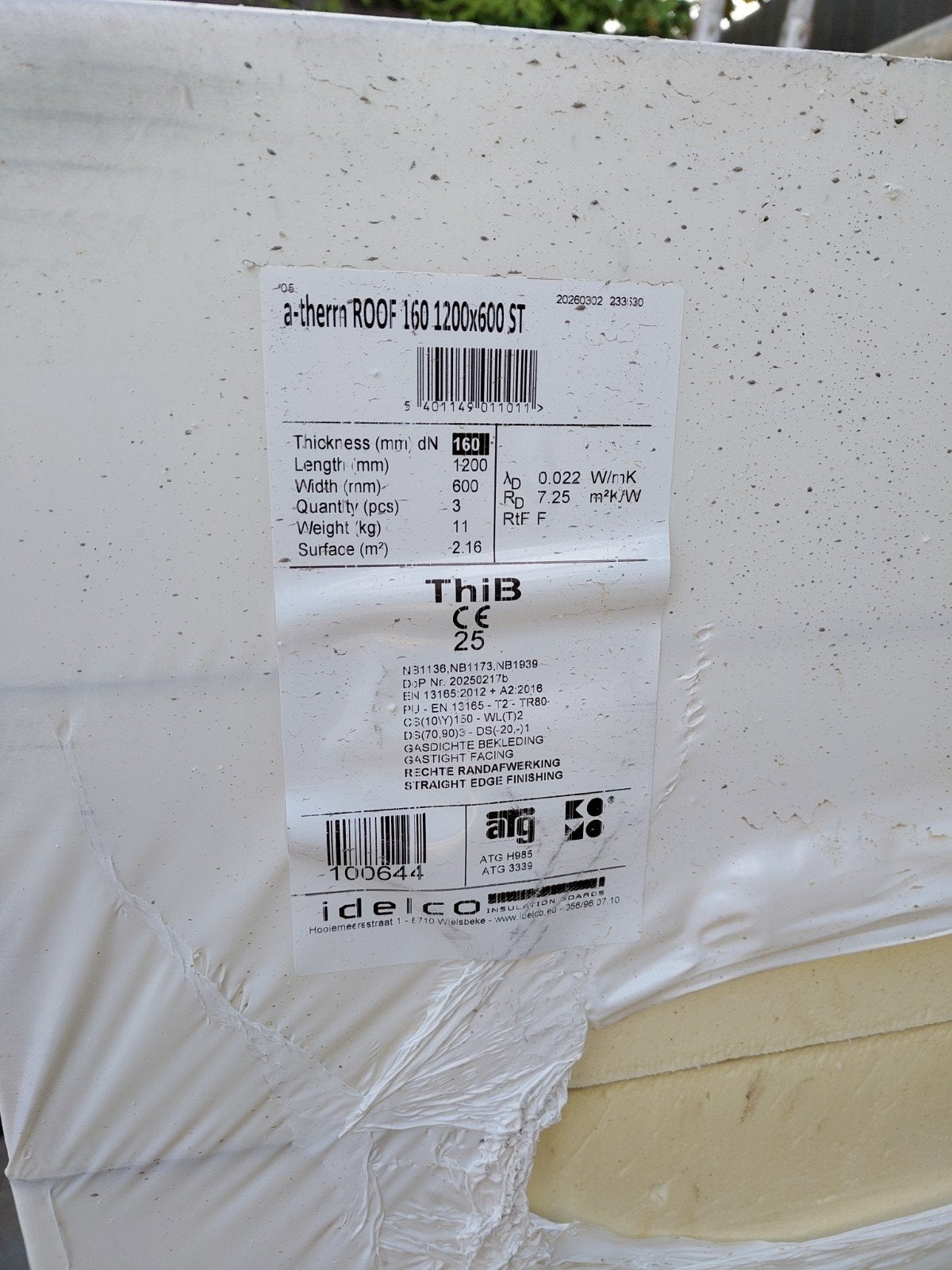 Idelco a-therm ROOF 160 isolatieplaten (PIR), Ophalen, Dakisolatie, 12 cm of meer, Nieuw