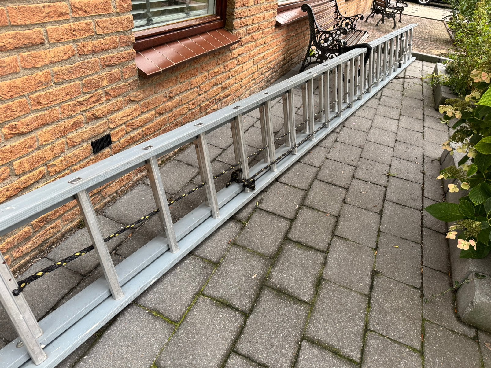 Dirks 2x20 ladder hoogte ruim 10 meter brandweerladder, Doe-het-zelf en Verbouw, Ladders en Trappen, Ophalen, Zo goed als nieuw