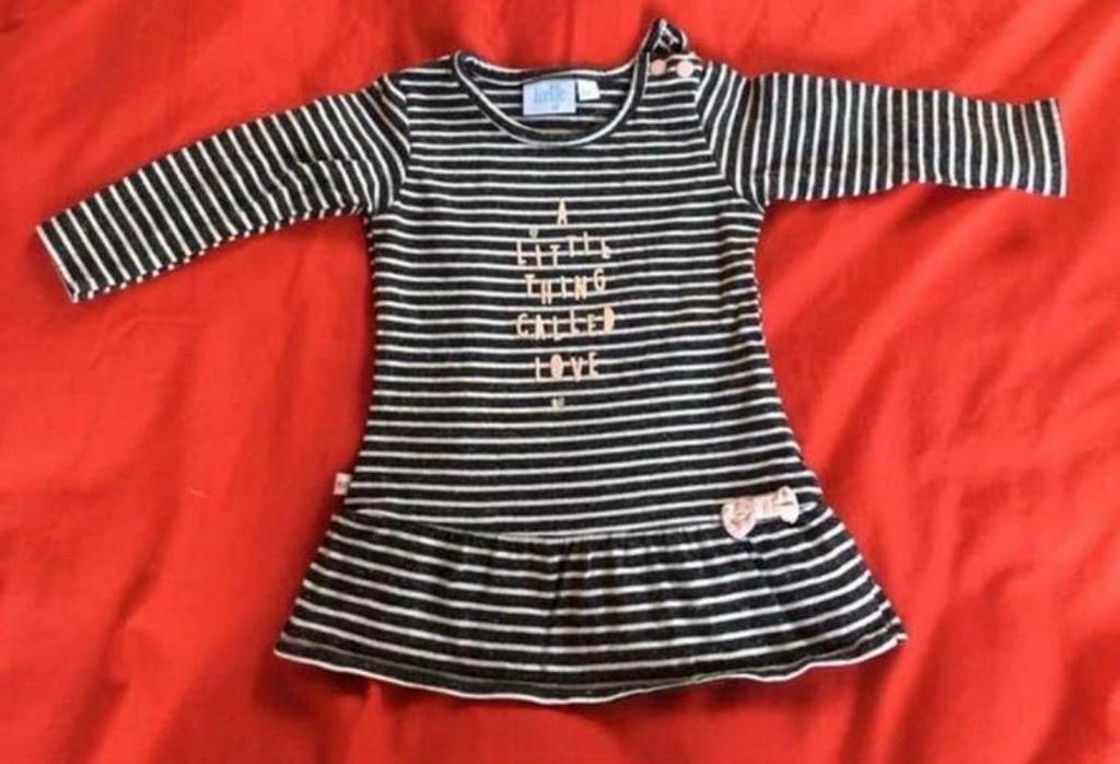 Feetje gestreept jurkje maat 62 met roze strikje, Ophalen of Verzenden, Zo goed als nieuw, Meisje, Jurkje of Rokje