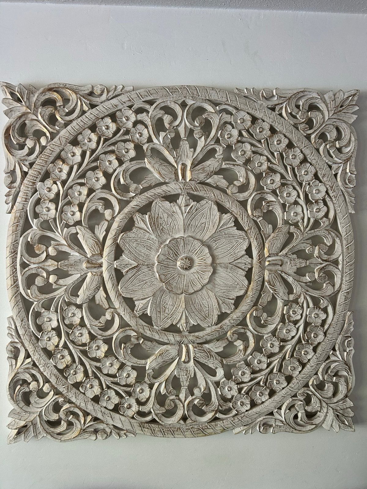 Decoratief Houten Wandpaneel - Handgesneden Bloemmotief, Huis en Inrichting, Woonaccessoires | Wanddecoraties, Ophalen, Hout, Zo goed als nieuw