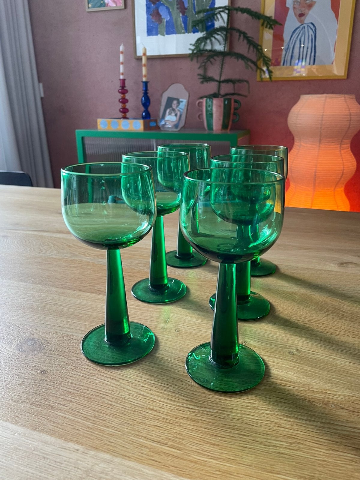 HKliving wijnglazen the emeralds 6 stuks, Ophalen of Verzenden, Zo goed als nieuw, Overige typen
