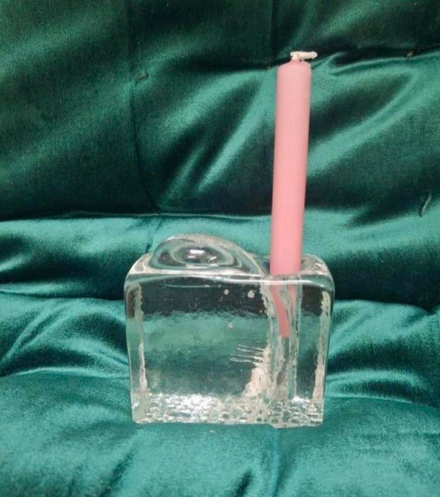 Pukeberg blankglas solifleur vaas/kandelaar. Zweden., Antiek en Kunst, Antiek | Glas en Kristal, Ophalen of Verzenden