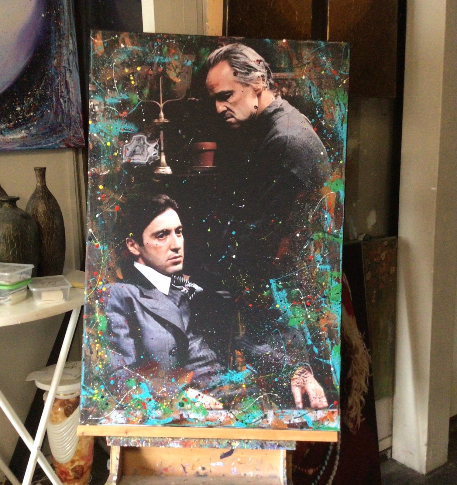 The Godfather- Mixed Media- Katoenen canvasdoek-120x80cm, Huis en Inrichting, Ophalen of Verzenden, Nieuw, Schilderij