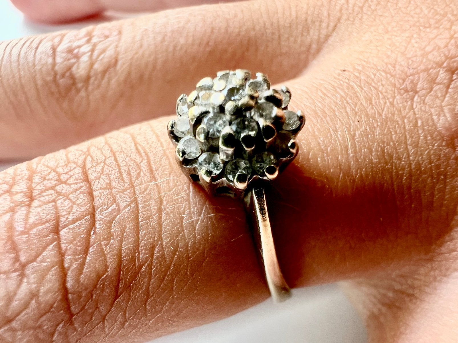Vintage 14k witgouden ring, 21 diamanten - scherpe prijs!, Ophalen, Gebruikt, Wit, 17 tot 18