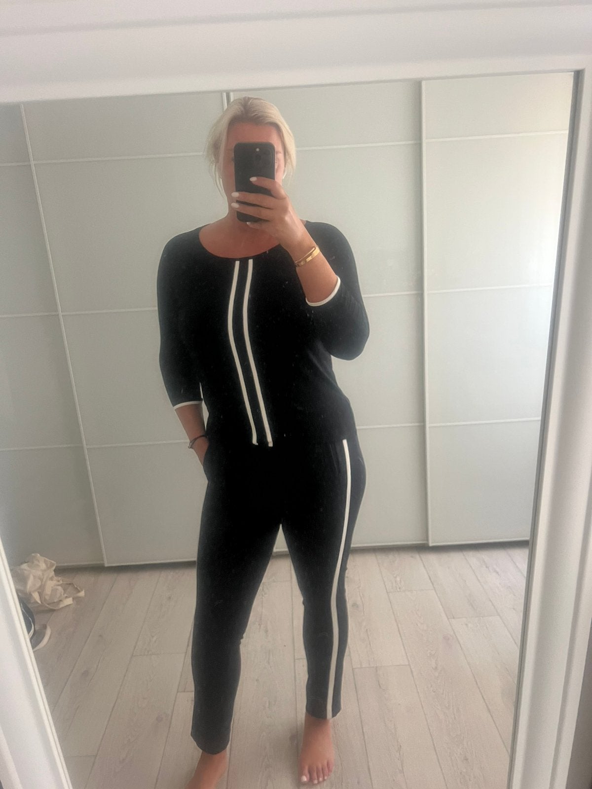 Claudia Strater set broek en top zwart wit maat L, Ophalen of Verzenden, Zo goed als nieuw, Zwart, Lang