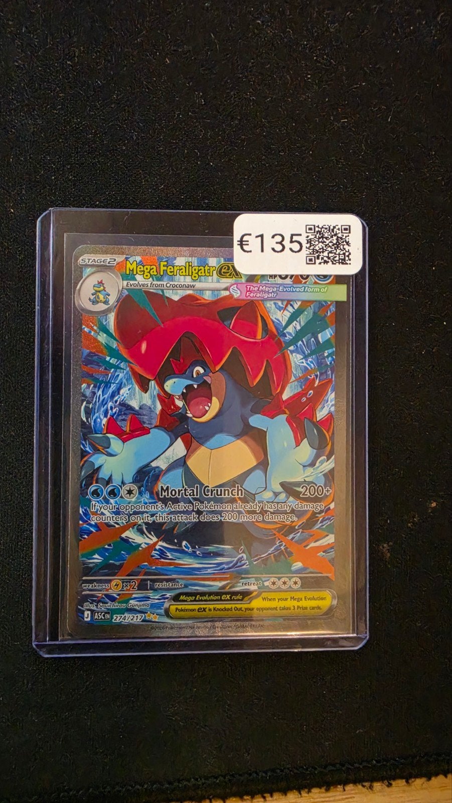 Mega Feraligatr EX Pokémon Kaart - Full Art 274/217, Ophalen of Verzenden, Zo goed als nieuw, Losse kaart