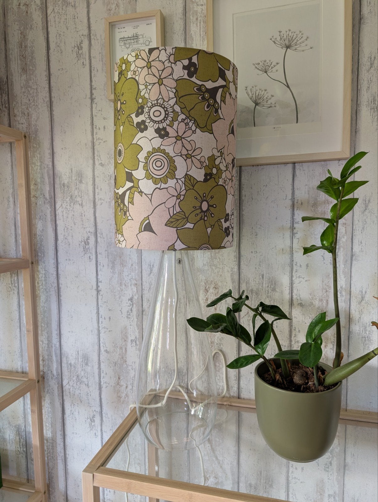 Lamp Ikea met kap Kwantum (ook los verkocht), Ophalen of Verzenden, Zo goed als nieuw, Glas, Ovaal