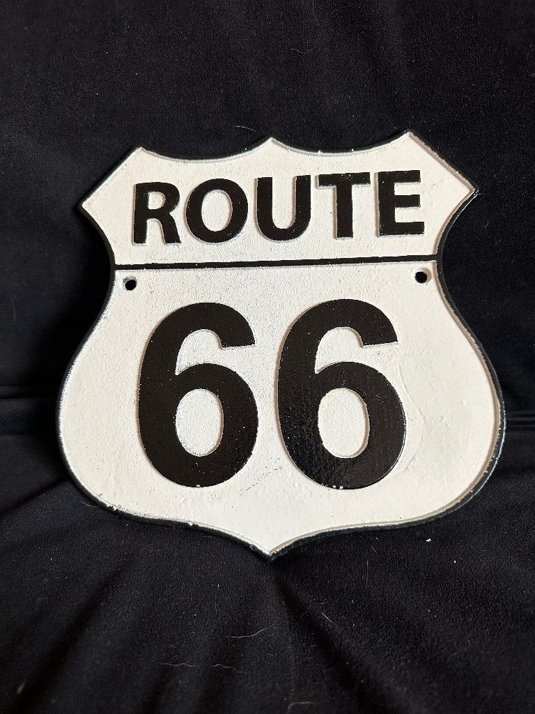 Reclame plaat.Route 66 Gietijzer, Verzamelen, Ophalen of Verzenden, Reclamebord