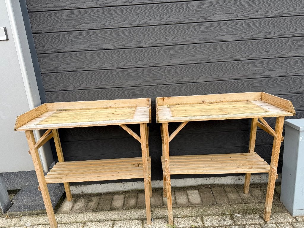 Oppottafel bloembak tafel hout, Ophalen, Zo goed als nieuw, 60 cm of meer, Rechthoekig