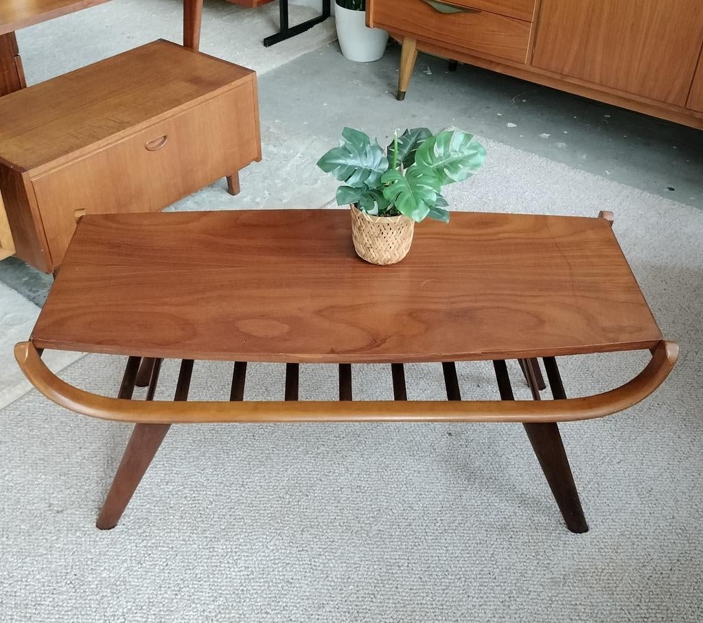 Vintage salontafel, omkeerbaar blad (Louis v. Teeffelen?), Ophalen, 100 tot 150 cm, ., 50 tot 100 cm
