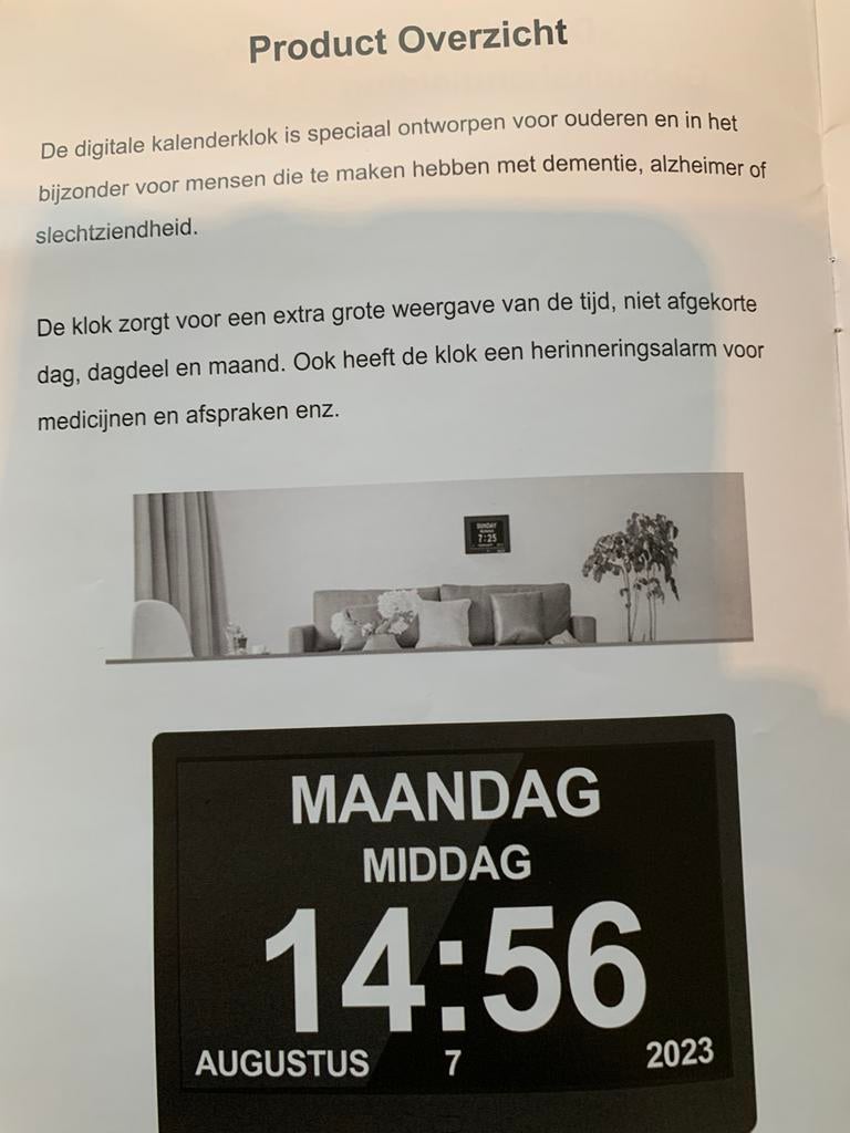 Digitale kalenderklok, Ophalen, Zo goed als nieuw