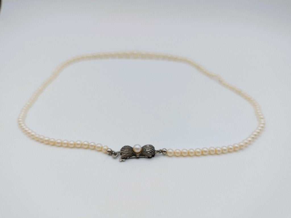 Parelcollier met zilveren slot, 48,5 cm, Gebruikt, Info@zilverwebsite.nl, Verzenden, Zilverwebsite.nl