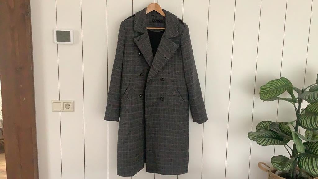 Espresso dames mantel geruit, maat 40, Kleding | Dames, Jassen | Winter, Zo goed als nieuw, Maat 38/40 (M), Ophalen of Verzenden