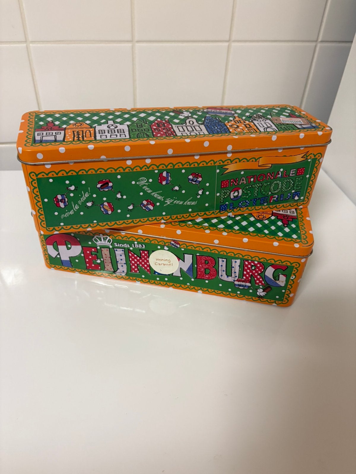 Postcodeloterij ontbijtkoek trommel bewaardoos, Ophalen, Zo goed als nieuw, Minder dan 50 cm