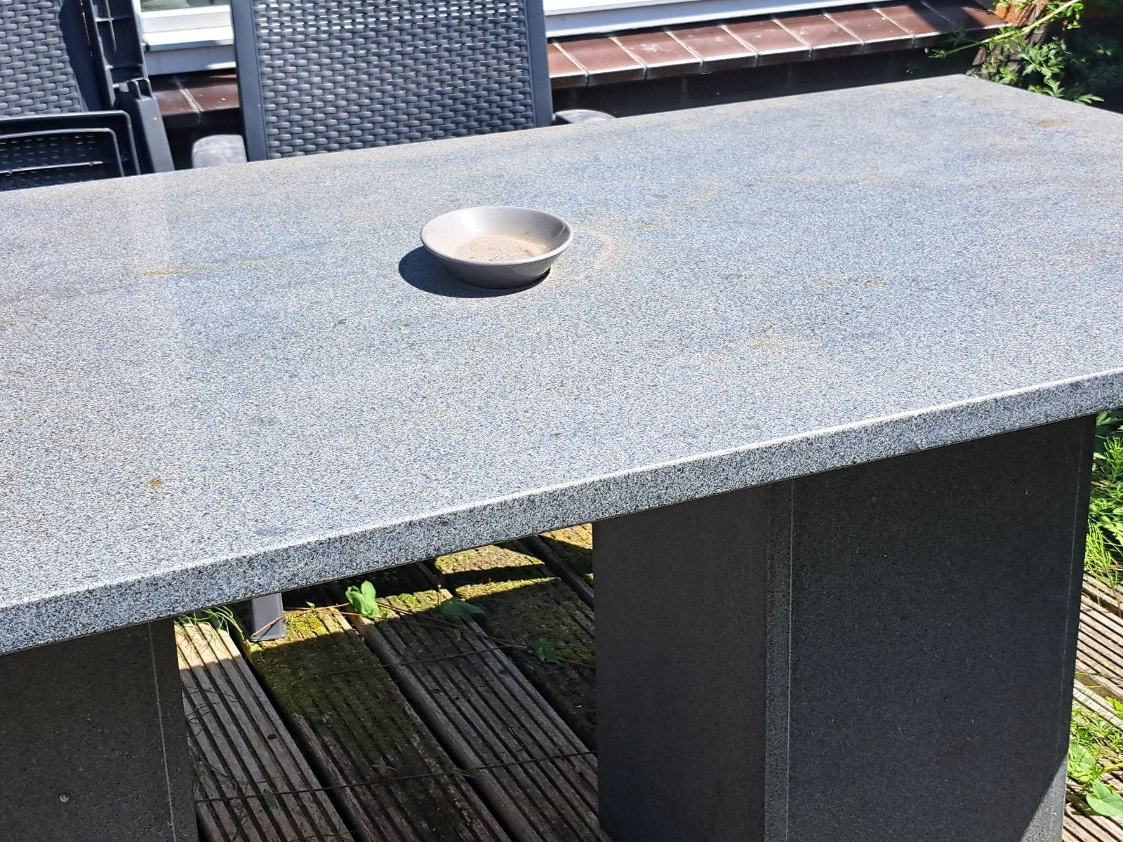 Natuurstenen tuintafel, Tuin en Terras, Ophalen, Gebruikt, Rechthoekig, Overige materialen