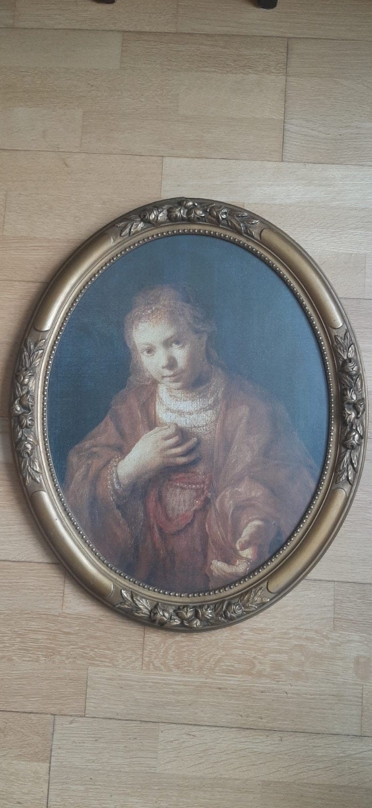 Ovaal schilderij in de stijl van Rembrandt, 60 x 49 cm, Antiek en Kunst, Ophalen