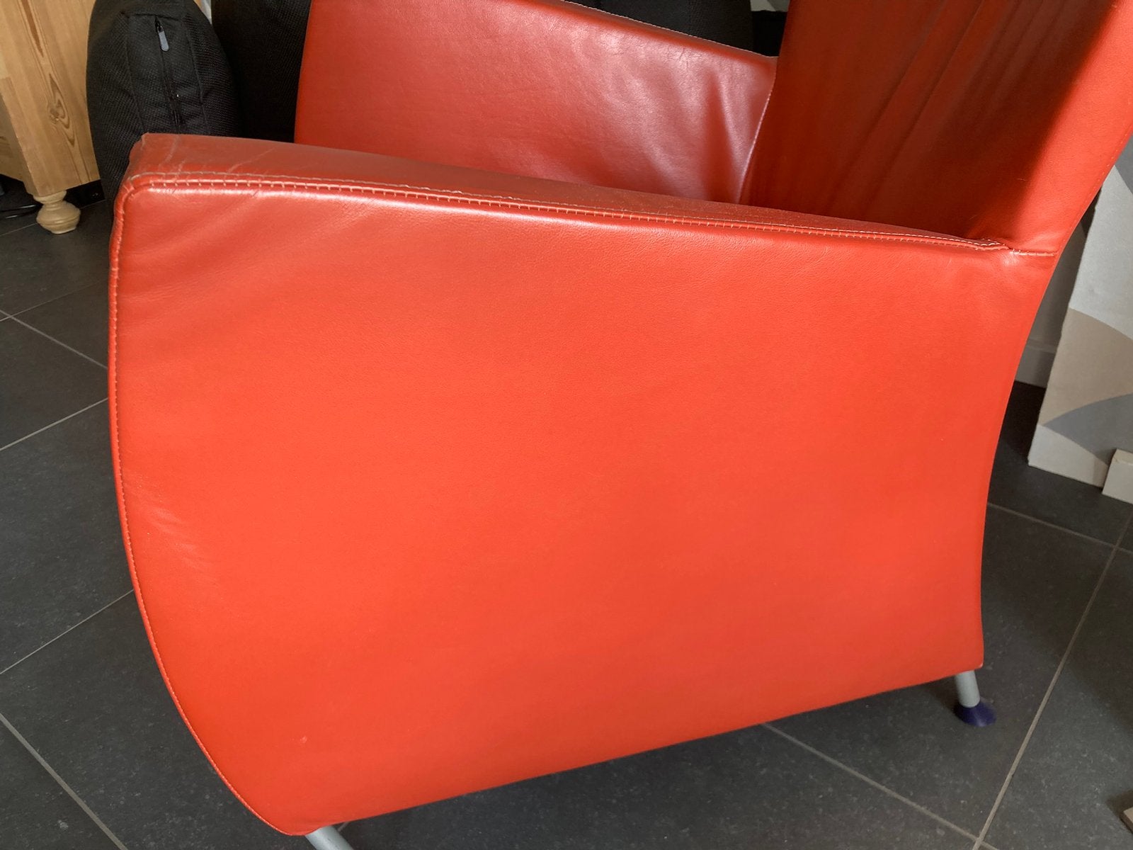 2, kleur tomatenrood, montis designstoel Windy, Ophalen, Gebruikt, 75 tot 100 cm, 50 tot 75 cm