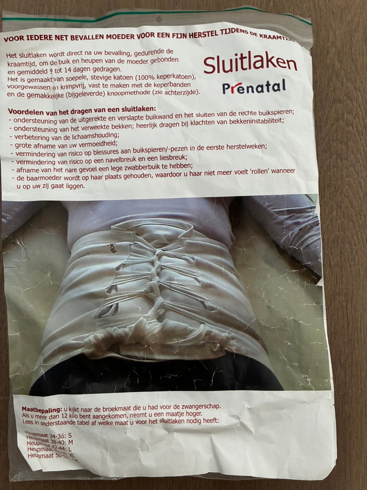 Sluitlaken / buikband voor na bevalling, Prenatal, Gedragen, Ophalen, Maat 38/40 (M), Wit