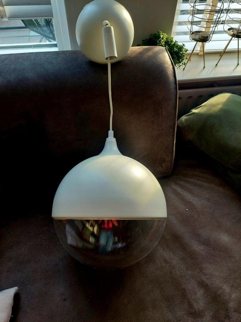 Moderne Hanglamp Wit/Transparant Bolvormig Design, Huis en Inrichting, Lampen | Hanglampen, Ophalen, Modern, Hedendaags, 50 tot 75 cm