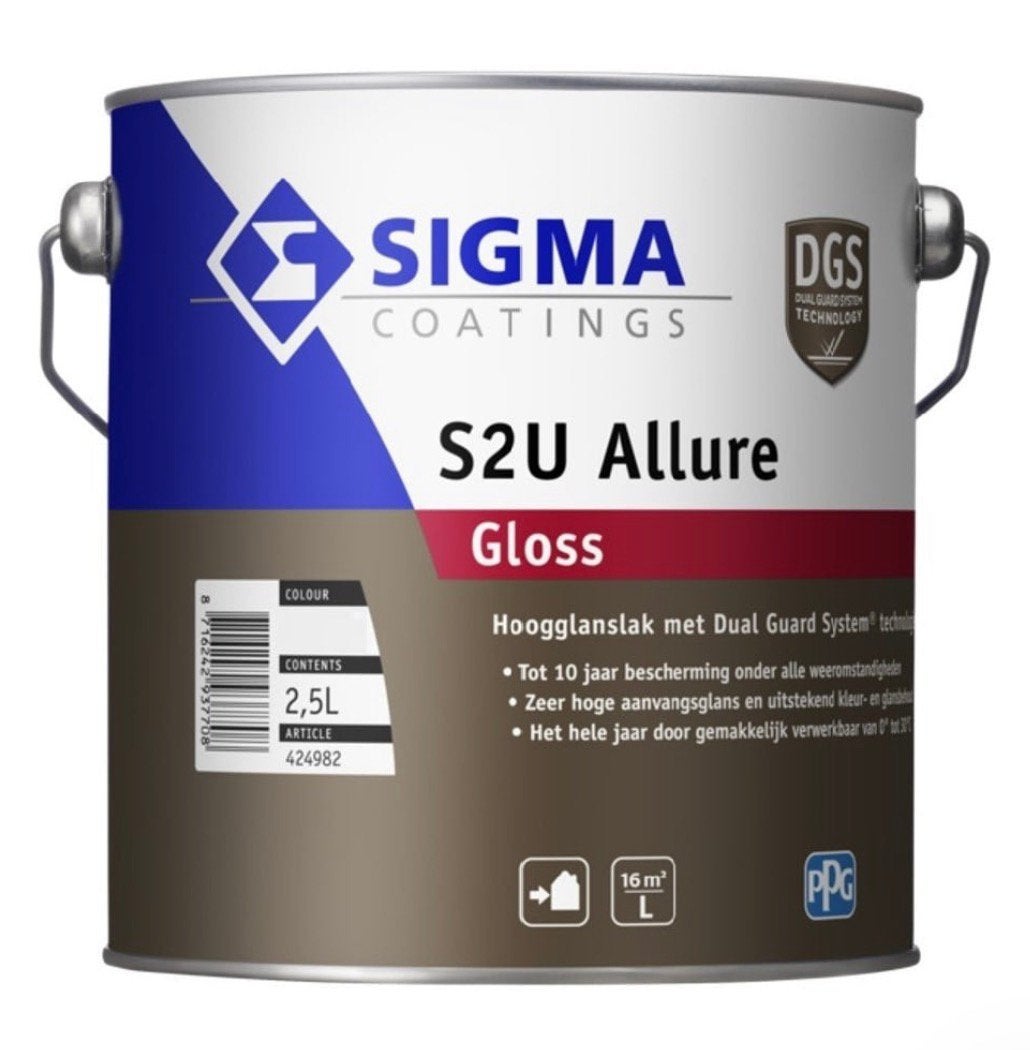 Sigma Allure Gloss Ral 5009 2.5L Nieuw Hoogglans, Verzenden, Zo goed als nieuw, Wit