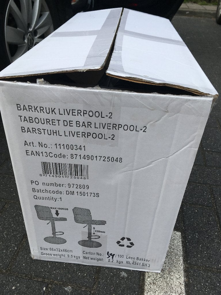 Barkruk Leverpool, 1 stuk, nieuw in een doos, Huis en Inrichting, Barkrukken, Ophalen, 60 tot 90 cm, Nieuw, 1 kruk