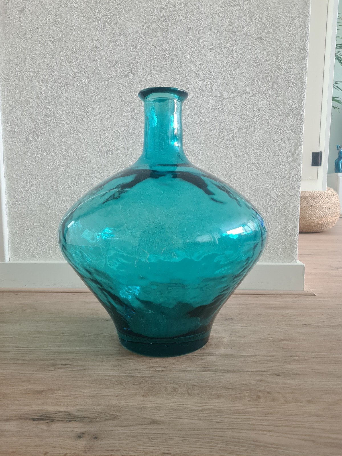 Turquoise vaas, Ophalen, Zo goed als nieuw, Blauw, Glas