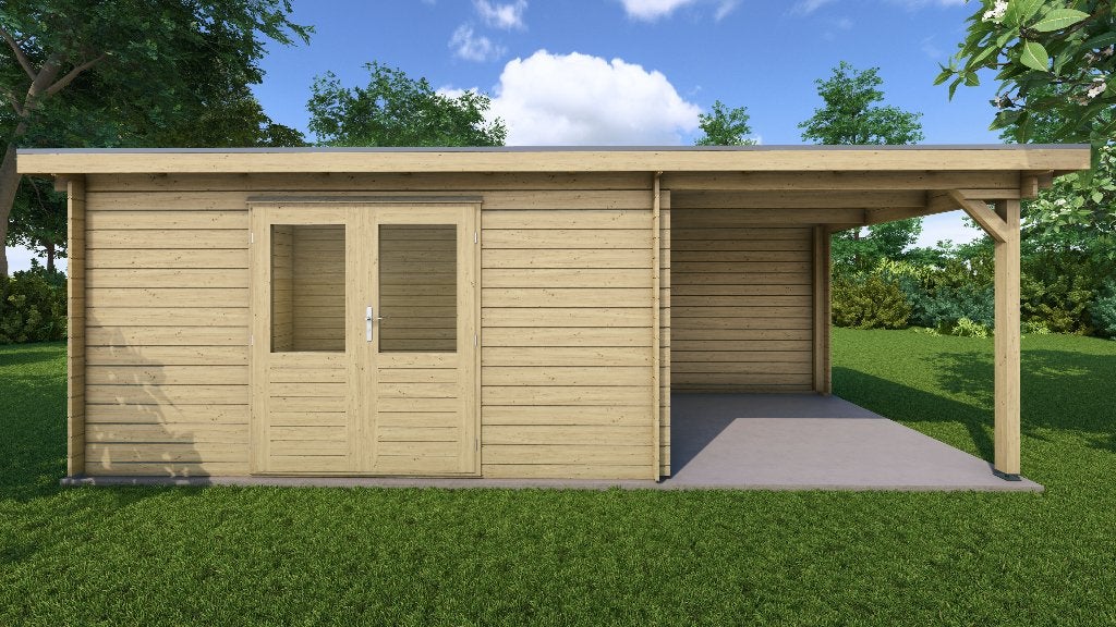 Fonteyn Basicline Tuinhuis met overkapping Lelie 650 x 250cm, Tuin en Terras, 200 tot 400 cm, Verzenden, Blokhut, Nieuw