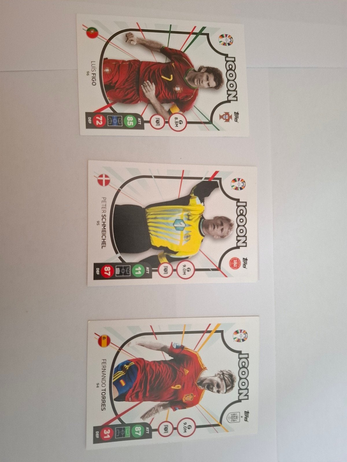 Topps Icon Voetbalkaarten - Luis Figo, Schmeichel, Torres, Ophalen of Verzenden, Zo goed als nieuw, Buitenlandse clubs, Spelerskaart