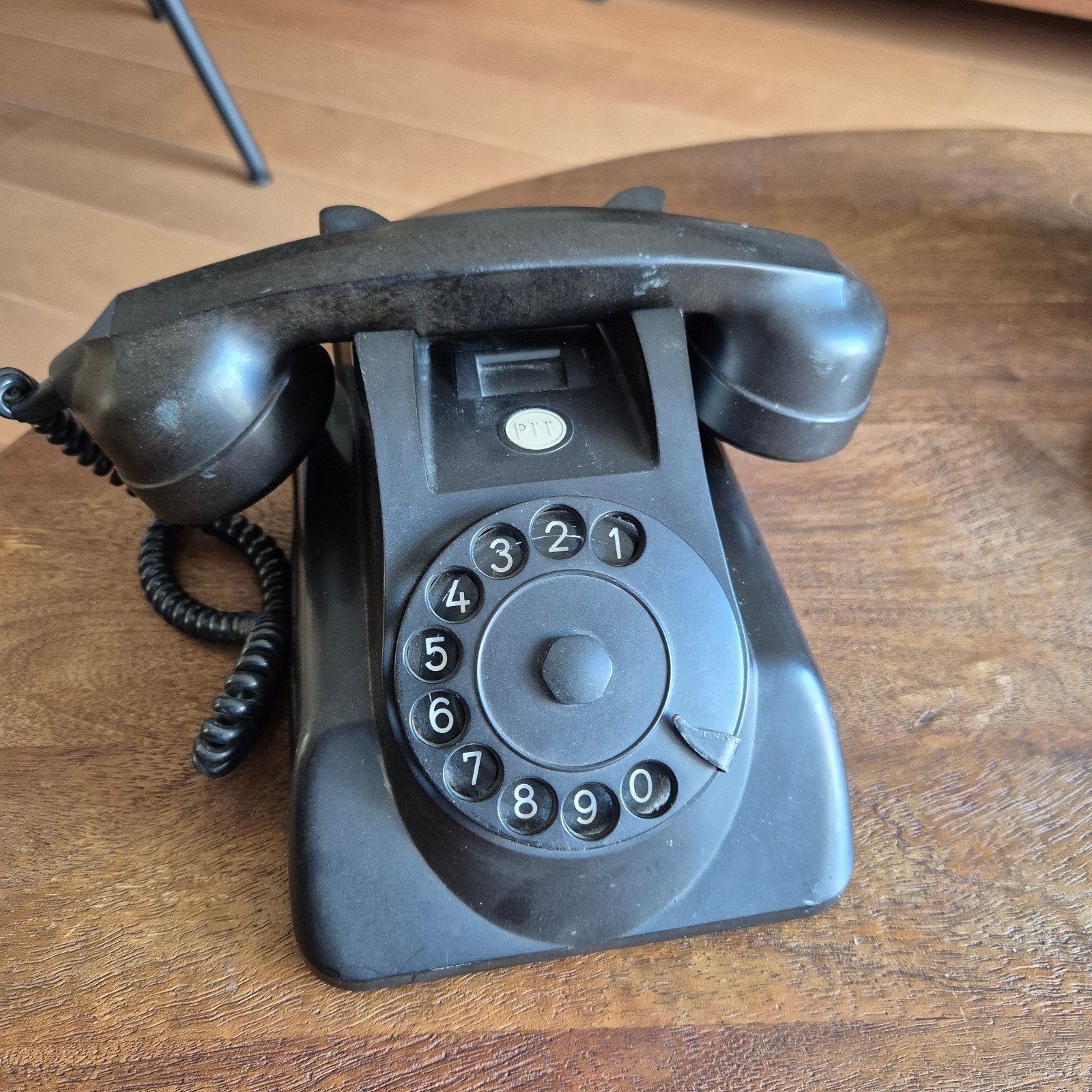 Vintage PTT Telefoon met Draaischijf - Zwart Bakeliet, Ophalen of Verzenden, Gebruikt, Bakeliet