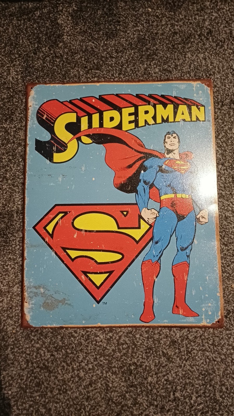 Metalen Superman Poster - Vintage Look, Verzamelen, Ophalen, A4 of kleiner, Film en Tv, Rechthoekig Staand