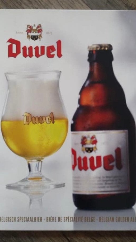 Orgineel Duvel metalen reclame bord, Ophalen, Zo goed als nieuw, Reclamebord, Plaat of Schild, Duvel