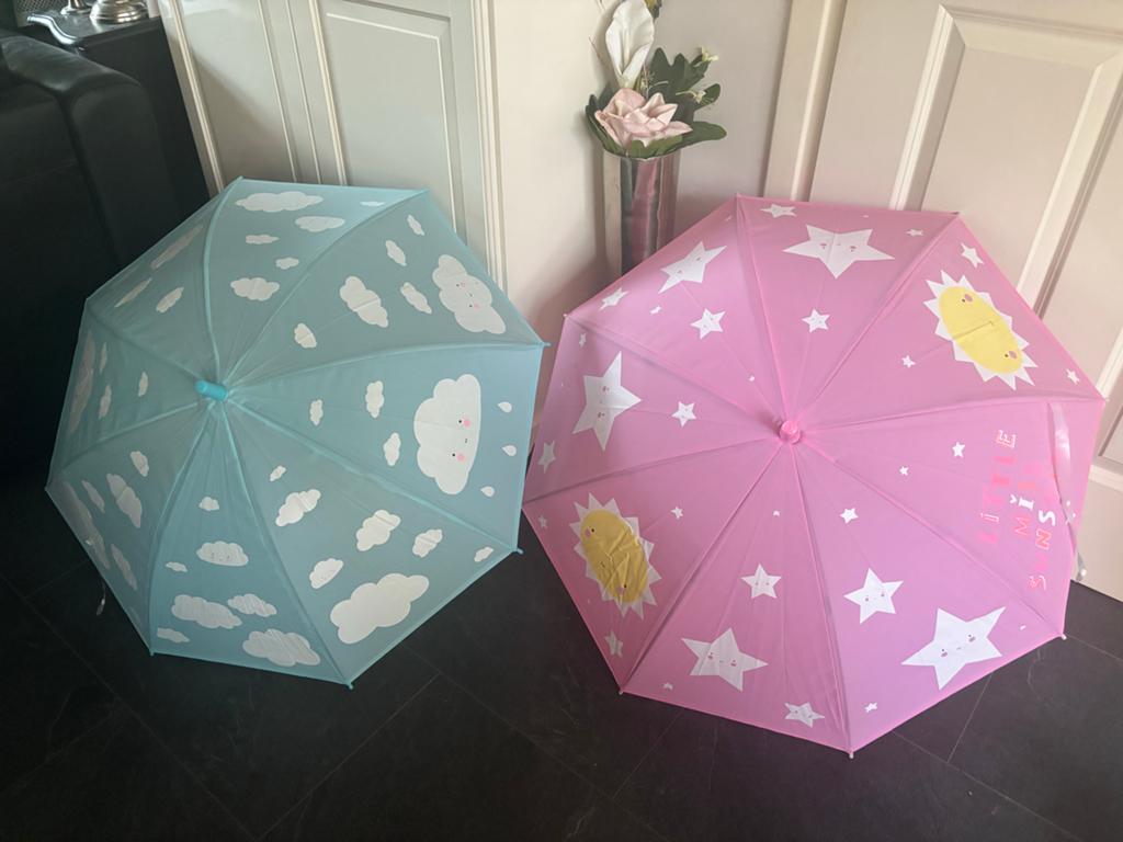 2 nieuwe Kinderparaplu's roze zon & blauwe wolken, Ophalen of Verzenden, Nieuw, Roze