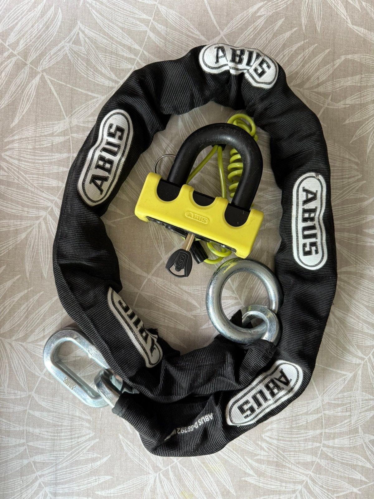 ABUS Art4 schijfremslot met ketting zwaar, Motoren, Ophalen of Verzenden, Gebruikt