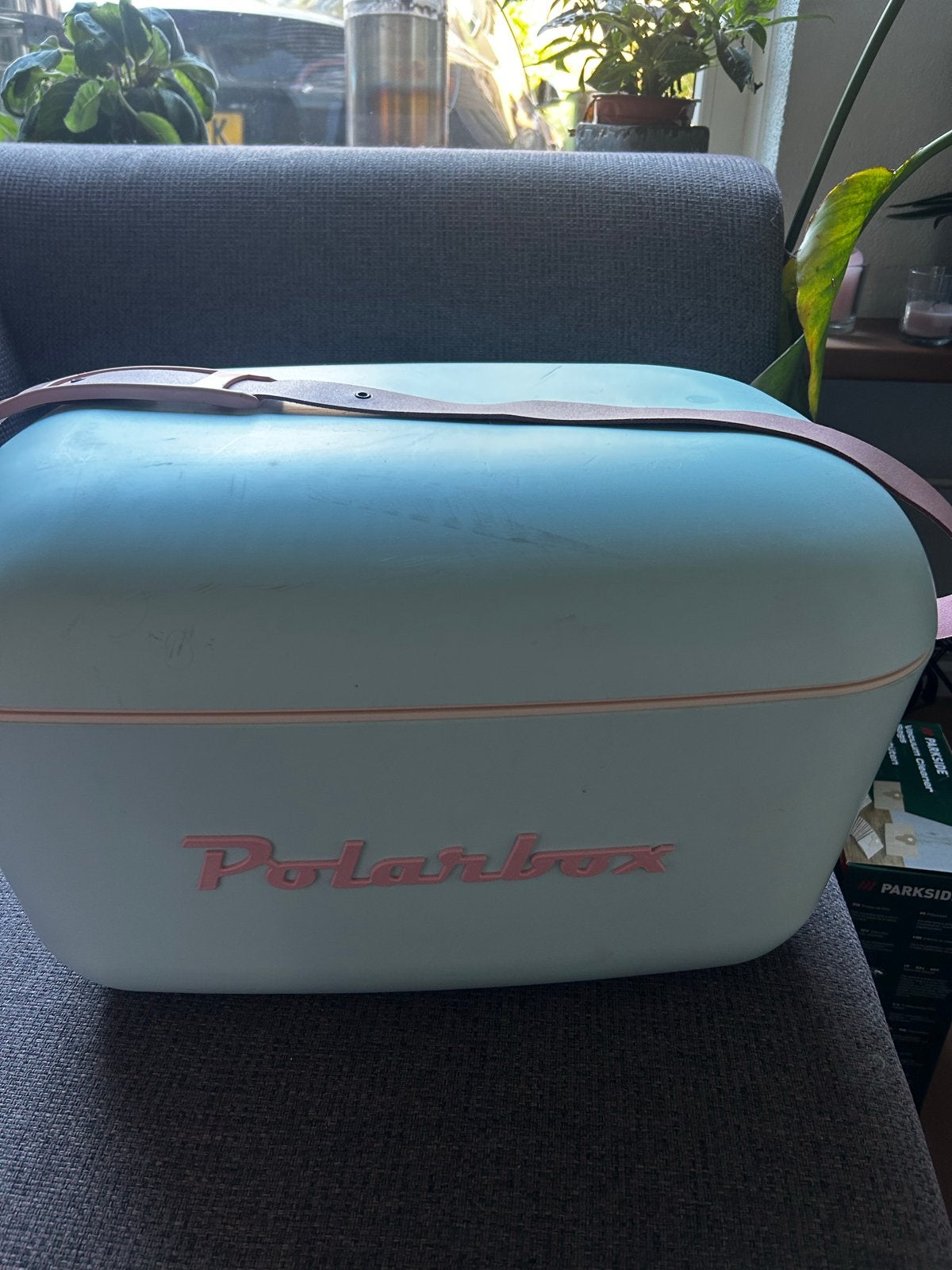 Vintage Polarbox Koelbox 20L - Lichtblauw met Roze Details, Ophalen of Verzenden, Gebruikt, Koelbox, Koelelement