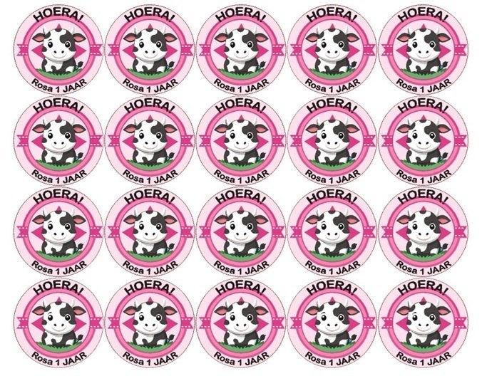 vel traktatie stickers koetje roze of blauw verjaardag, The River House, Info@theriverhouse.nl, Overige typen, Nieuw