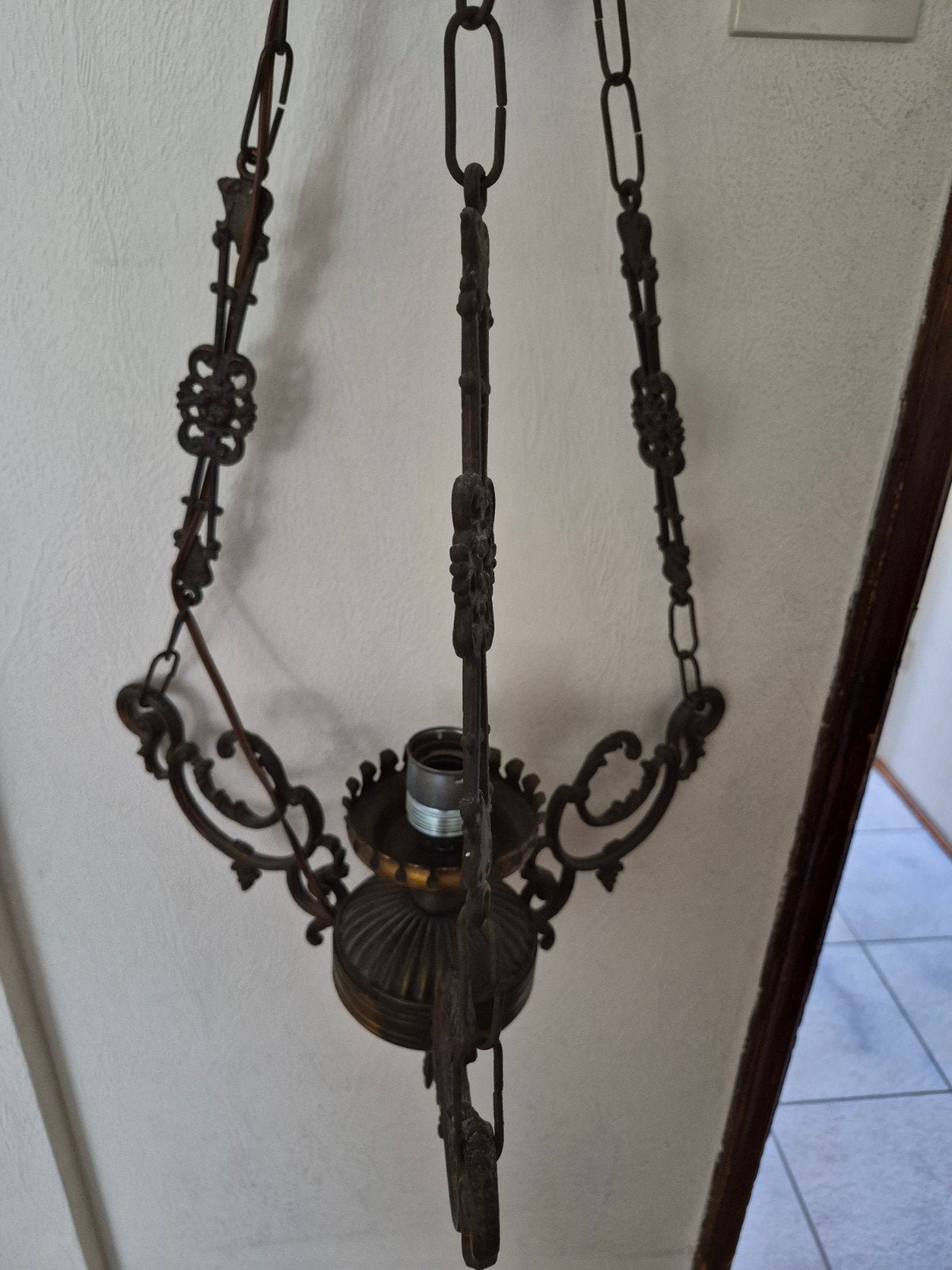 Antieke hanglamp / kroonluchter - sierlijk metaal, Ophalen
