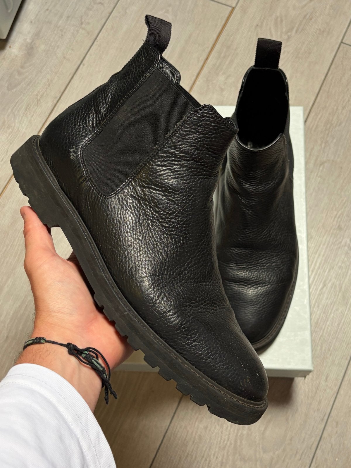ETQ Chelsea Boots maat 43 Zwart Leder, Ophalen of Verzenden, Zwart, Boots