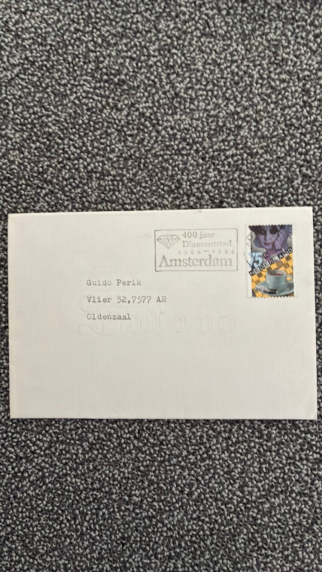 Stempel 400 jaar diamantstad Amsterdam 1986, Ophalen of Verzenden, Envelop