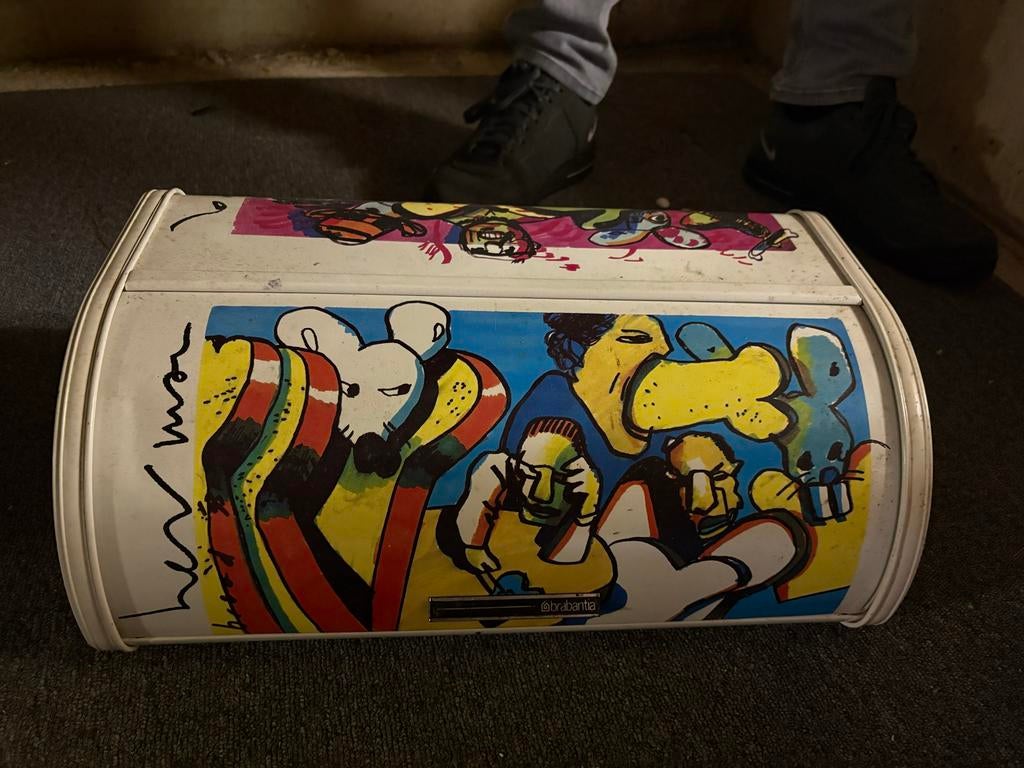 Vintage Brabantia Broodtrommel Herman Brood, Gebruikt, Ophalen of Verzenden, Metaal, Brabantia