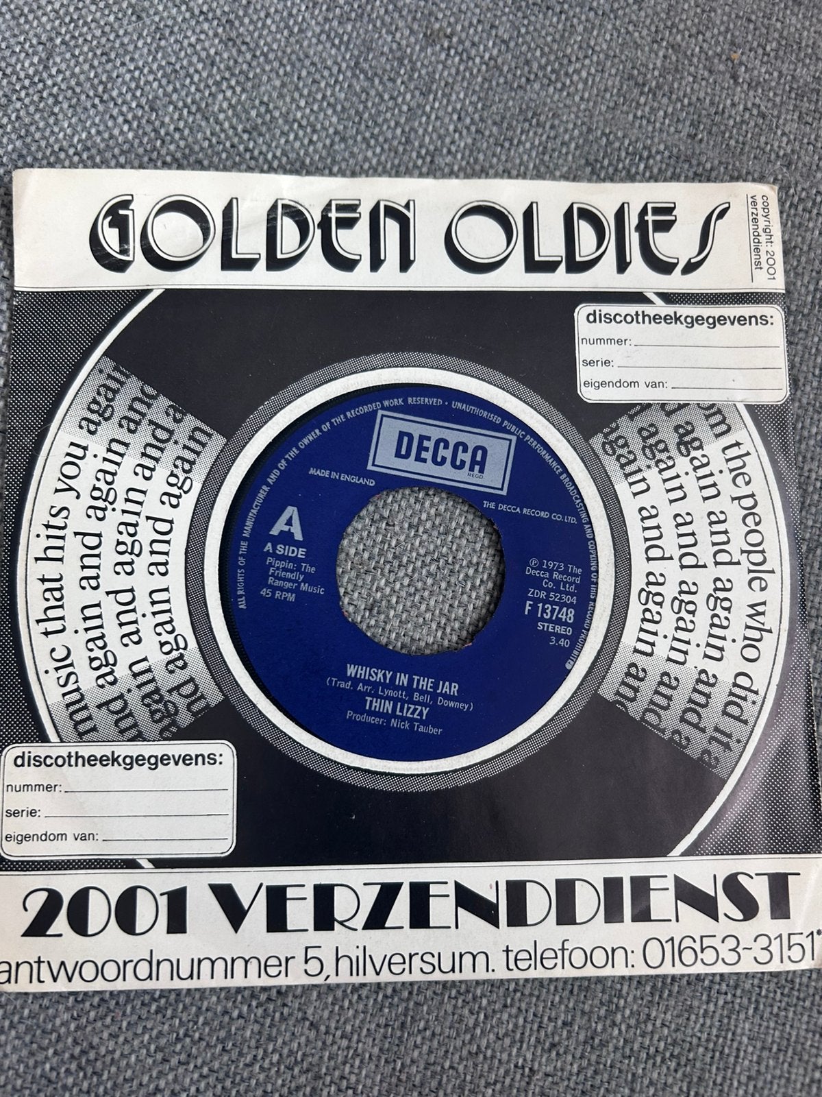 Thin Lizzy Whiskey In The Jar, 7 inch, Single, Ophalen of Verzenden, Zo goed als nieuw