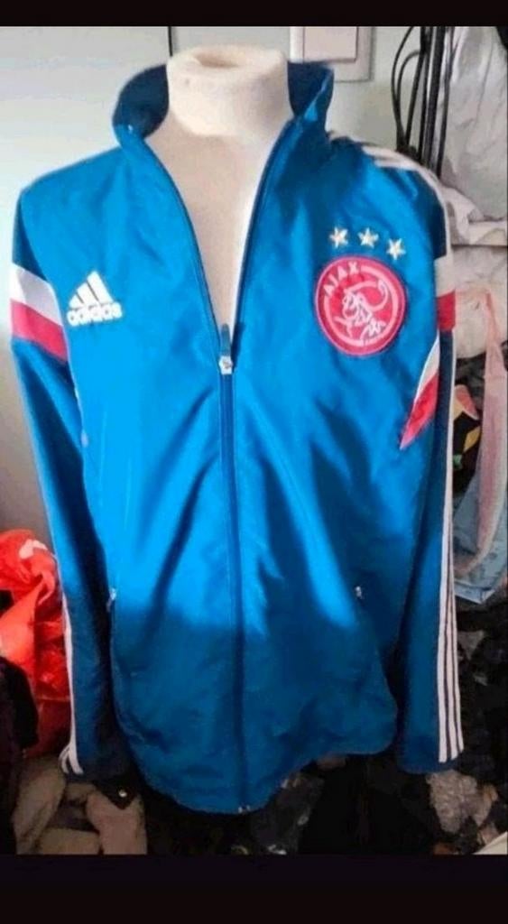 Ajax Adidas blauw jas, Maat 52/54 (L), Blauw, Ophalen of Verzenden, Zo goed als nieuw