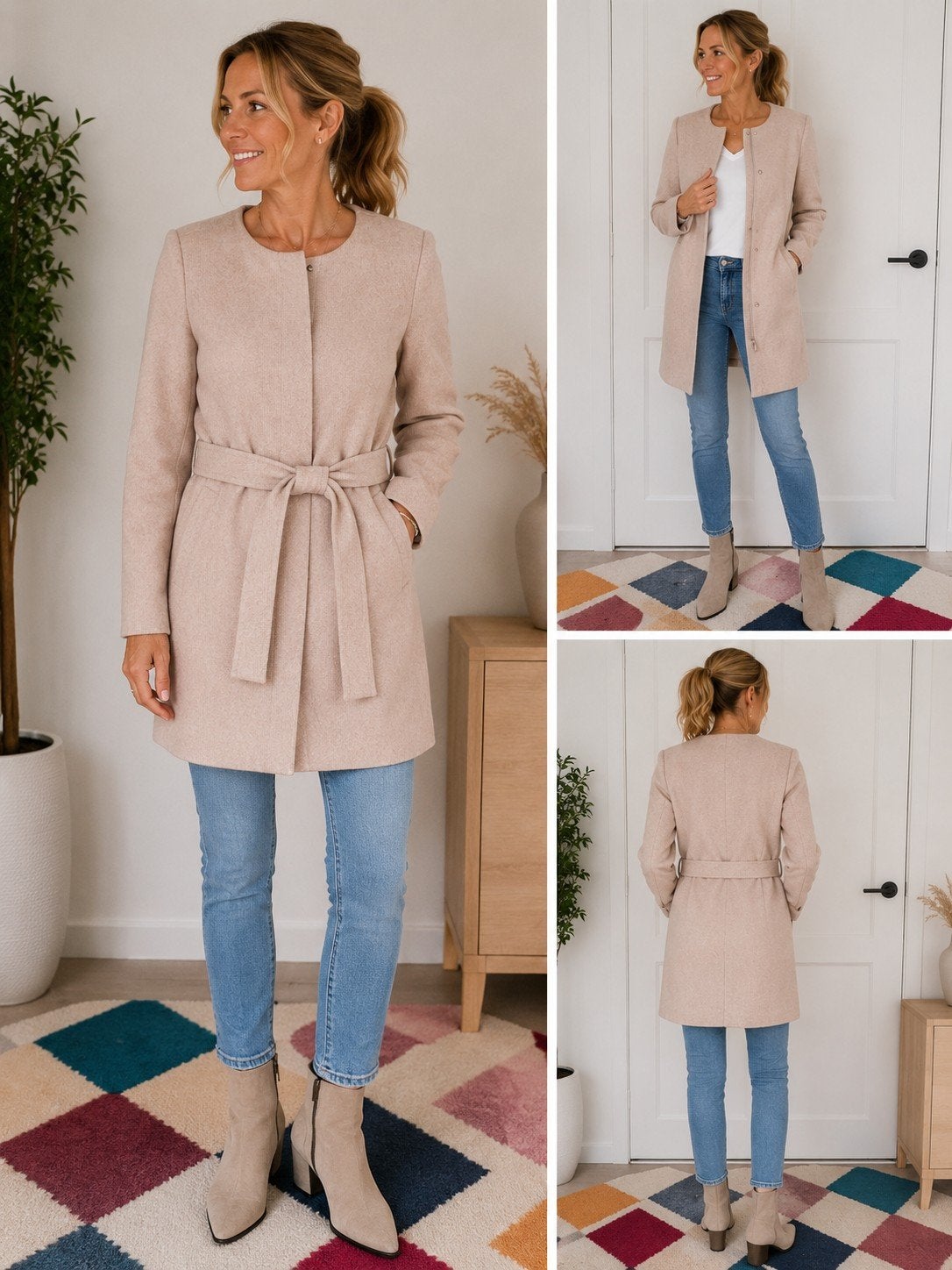 Vero Moda lichtroze manteljas met ceintuur – maat S, Maat 38/40 (M), Vero Moda, Ophalen of Verzenden, Zo goed als nieuw