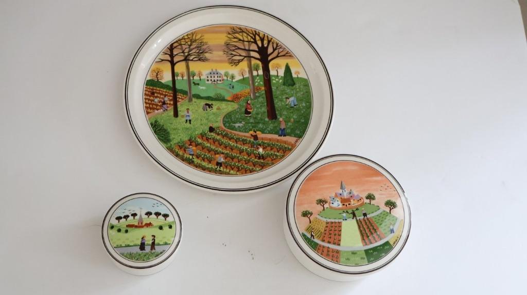 - Naif Villeroy boch - Porselein - Dekseldoos en bord, Ophalen of Verzenden