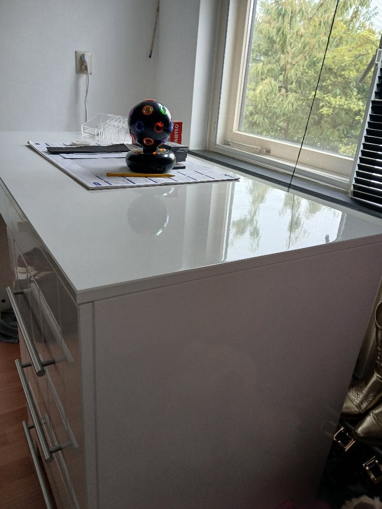 Bureau hoogglans wit, Ophalen, Met lades