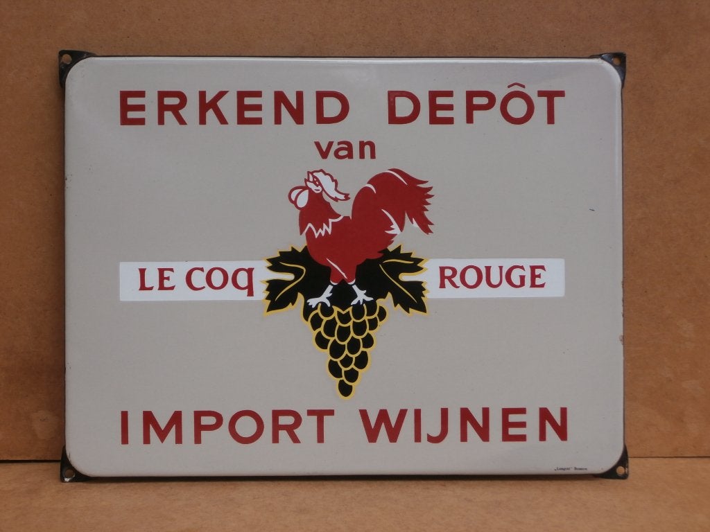 Erkend Depot Import Wijnen emaillebord Langcat Bussum 39x29, Verzamelen, Merken en Reclamevoorwerpen, Ophalen of Verzenden, Gebruikt